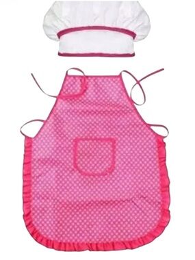 ✅ 5 for $25 - Pink Play Apron and Chef Hat Set, Kids 3+